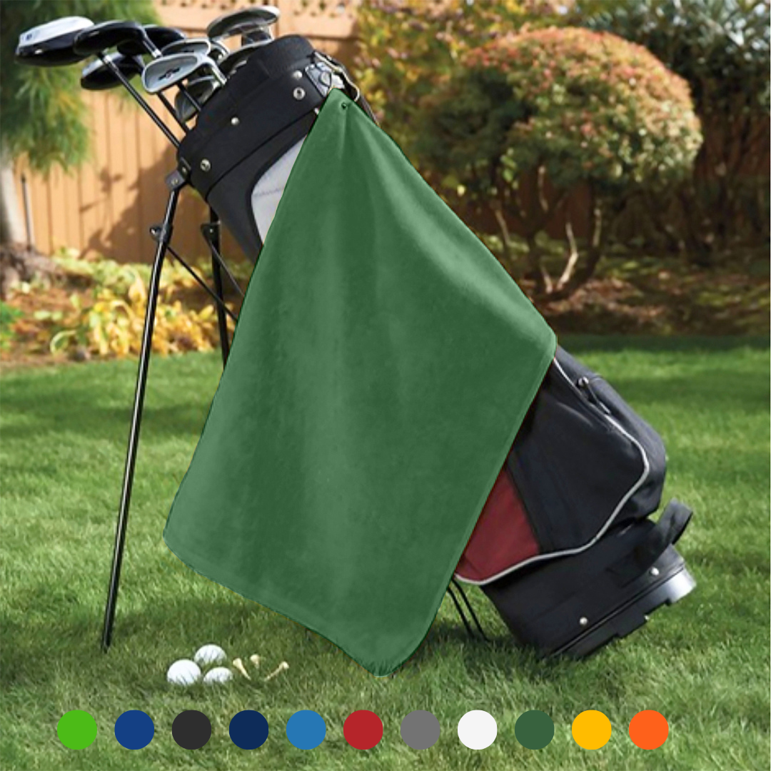 Platinum Velour Golf Towel Corner Grommet & Hook Pack of 3