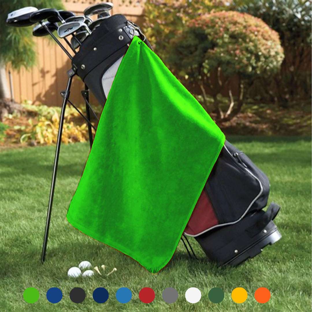 Platinum Velour Golf Towel Corner Grommet & Hook Pack of 3