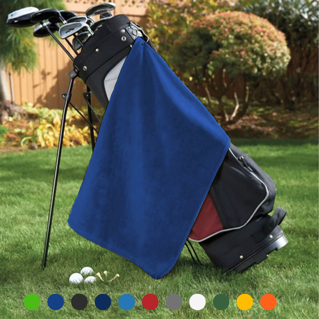 Platinum Velour Golf Towel Corner Grommet & Hook Pack of 3