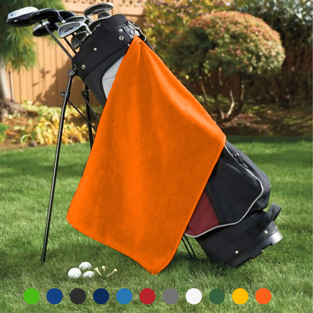 Platinum Velour Golf Towel Corner Grommet & Hook Pack of 3