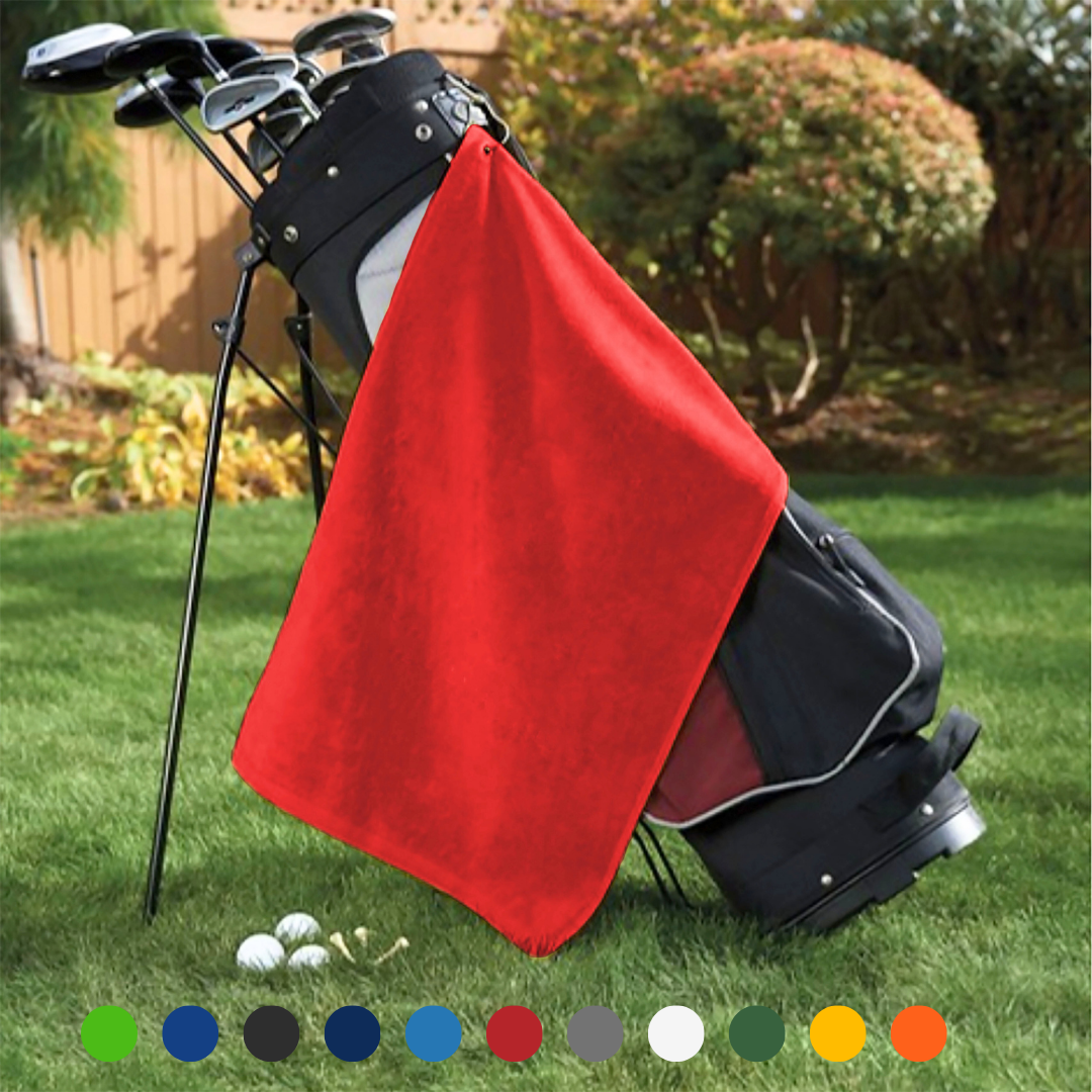 Platinum Velour Golf Towel Corner Grommet & Hook Pack of 3