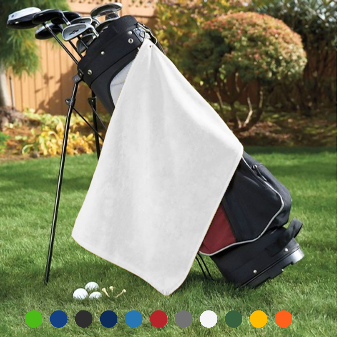 Platinum Velour Golf Towel Corner Grommet & Hook Pack of 3