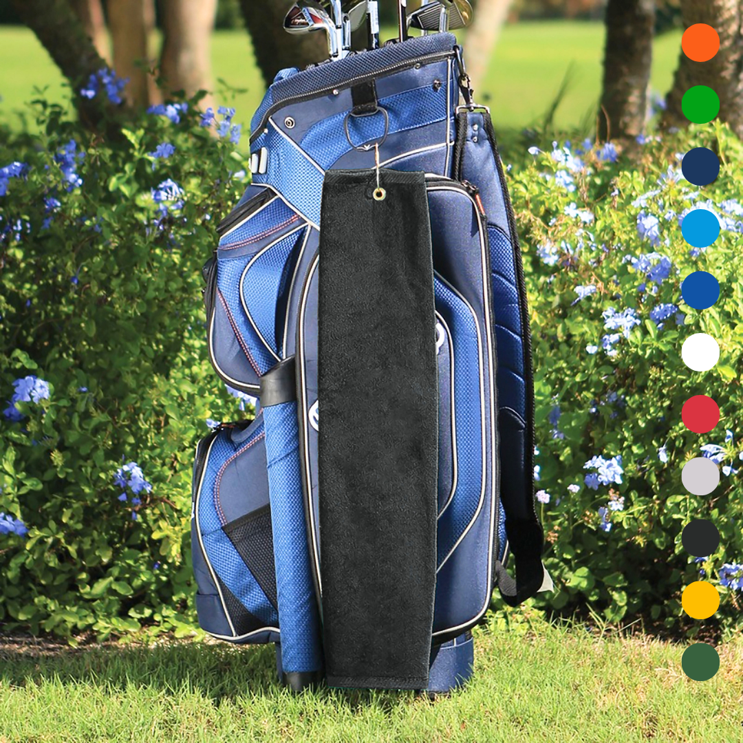 Tri-Fold Platinum Velour Golf Towel: Grommet & Hook - Pack of 3