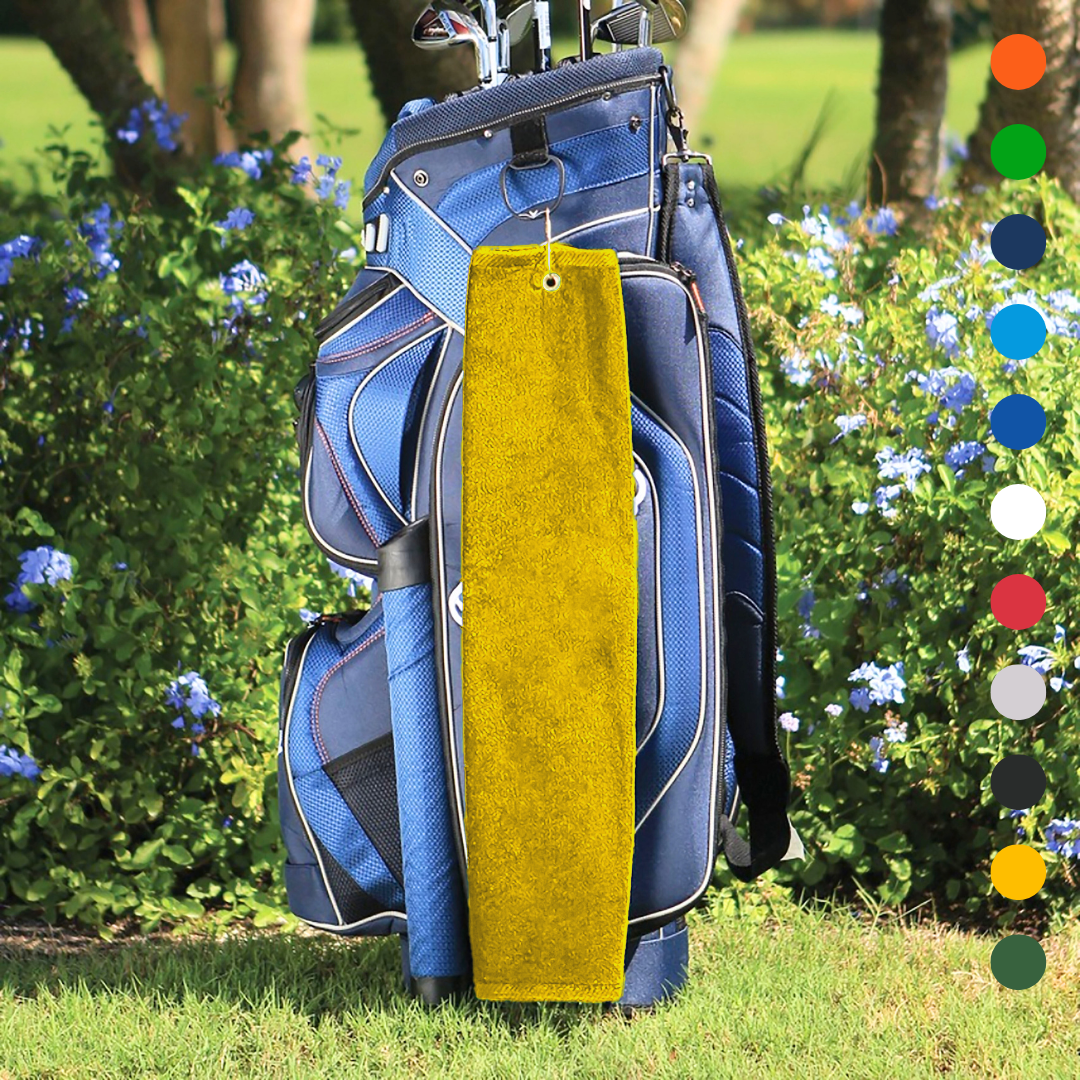 Tri-Fold Platinum Velour Golf Towel: Grommet & Hook - Pack of 3