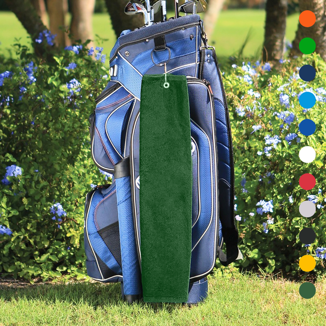 Tri-Fold Platinum Velour Golf Towel: Grommet & Hook - Pack of 3