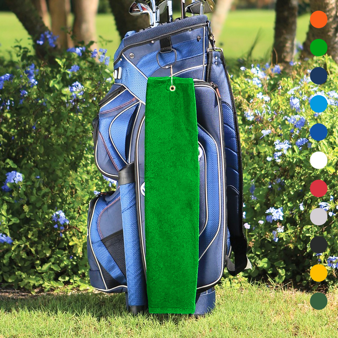 Tri-Fold Platinum Velour Golf Towel: Grommet & Hook - Pack of 3