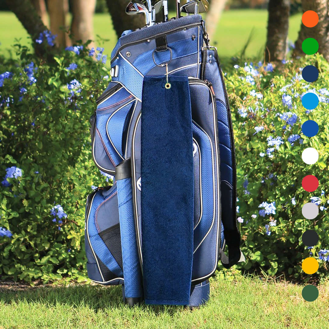 Tri-Fold Platinum Velour Golf Towel: Grommet & Hook - Pack of 3