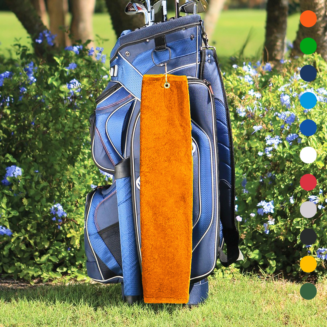 Tri-Fold Platinum Velour Golf Towel: Grommet & Hook - Pack of 3