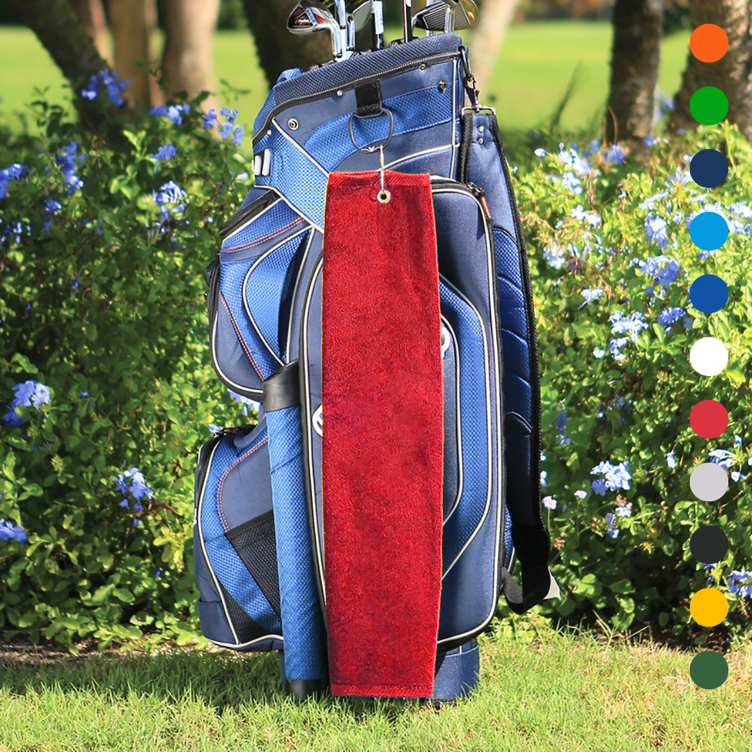 Tri-Fold Platinum Velour Golf Towel: Grommet & Hook - Pack of 3