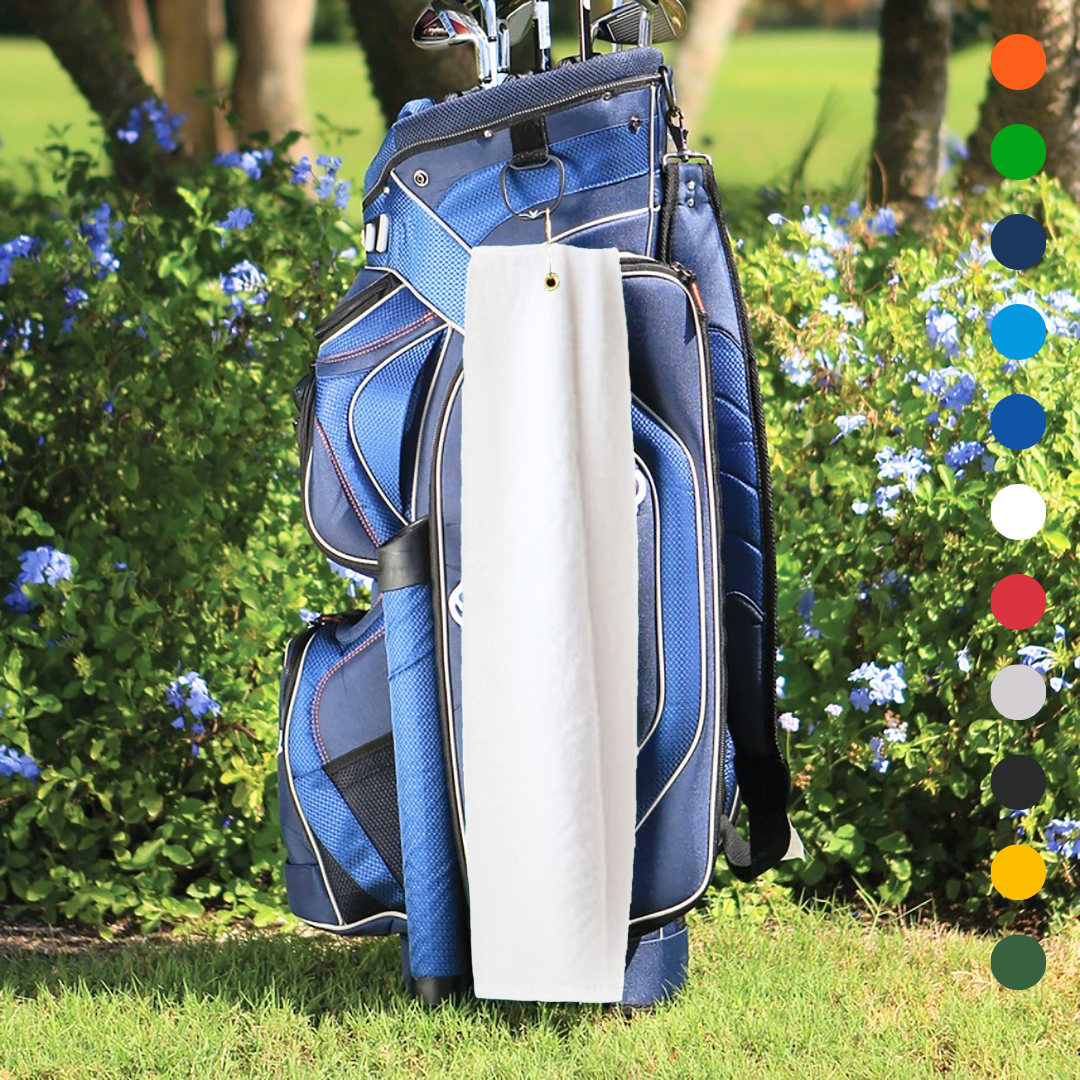 Tri-Fold Platinum Velour Golf Towel: Grommet & Hook - Pack of 3