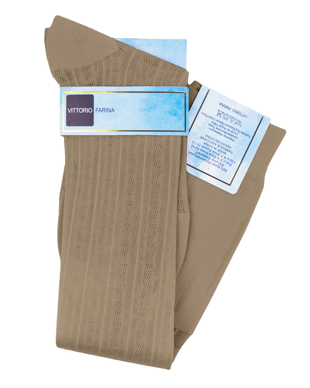 Vittorio Farina Men's Ribbed Shear Nylon Over The Calf Dress Socks