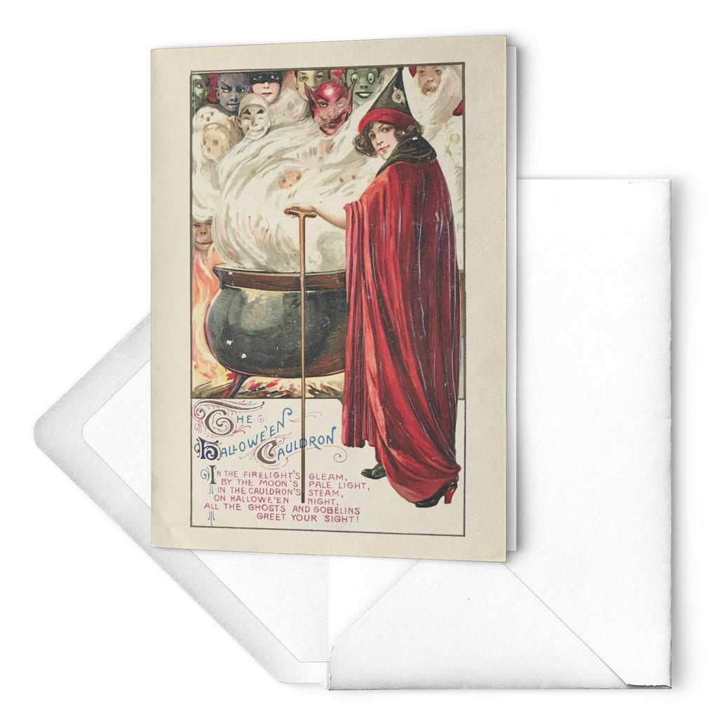 "The Halloween Cauldron" Antique Greeting Card