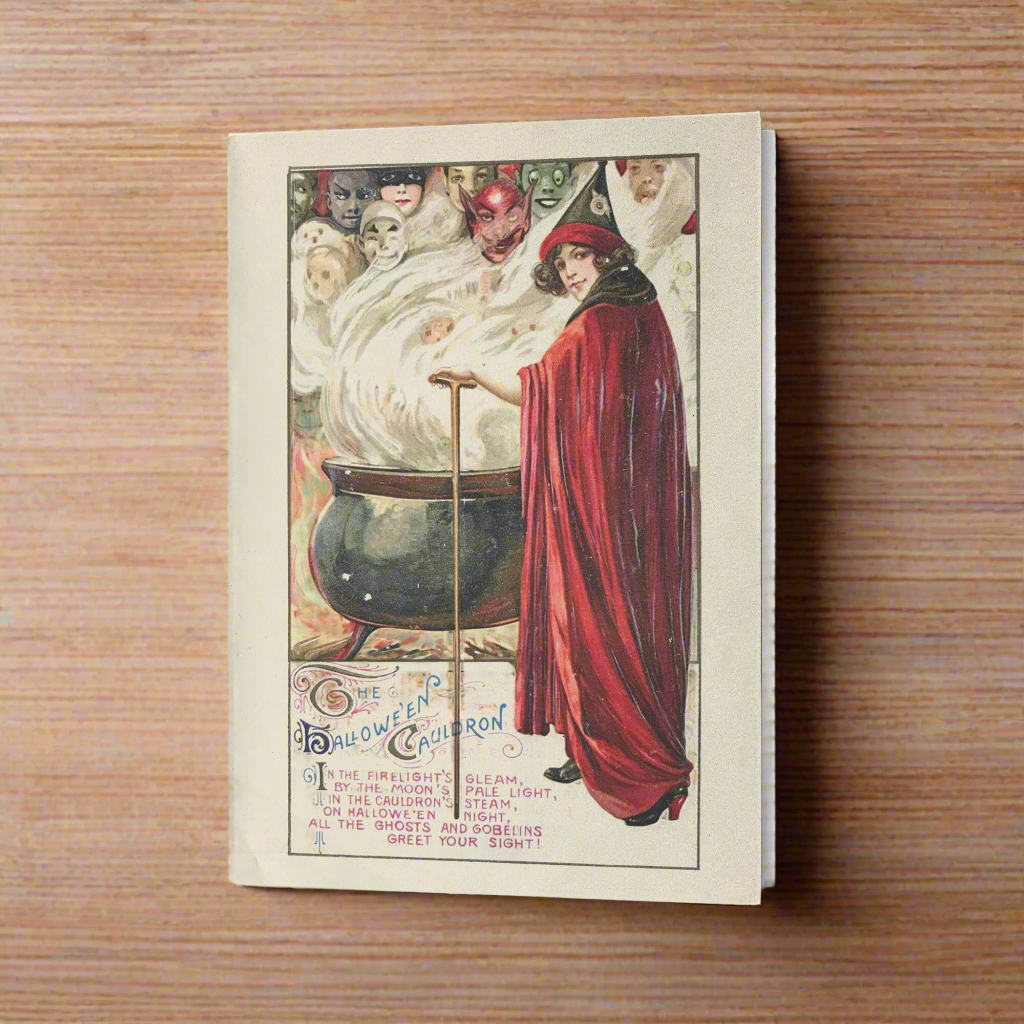 "The Halloween Cauldron" Antique Greeting Card