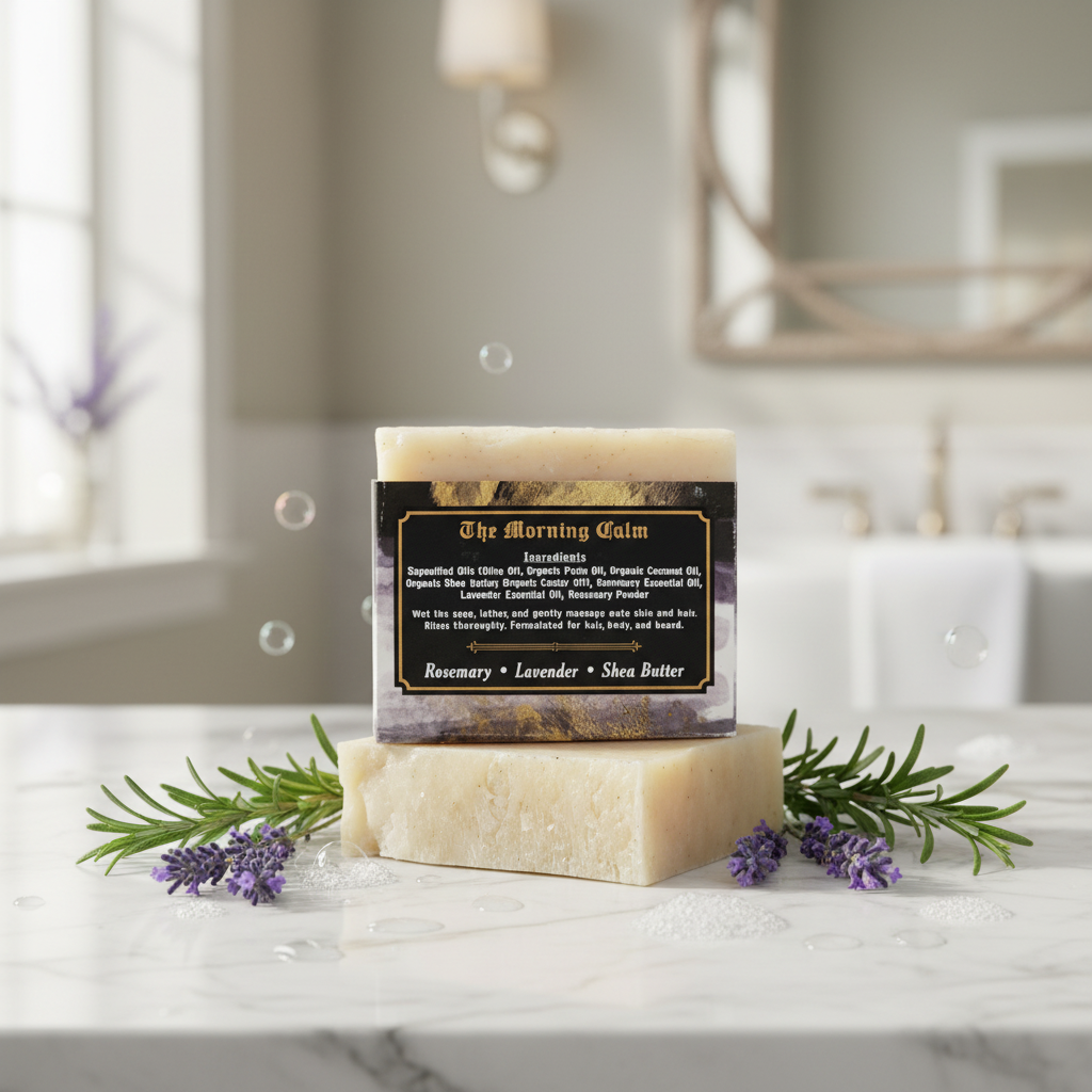 "The Morning Calm" Handmade Vegan Bar Soap for Hair, Body and Beard