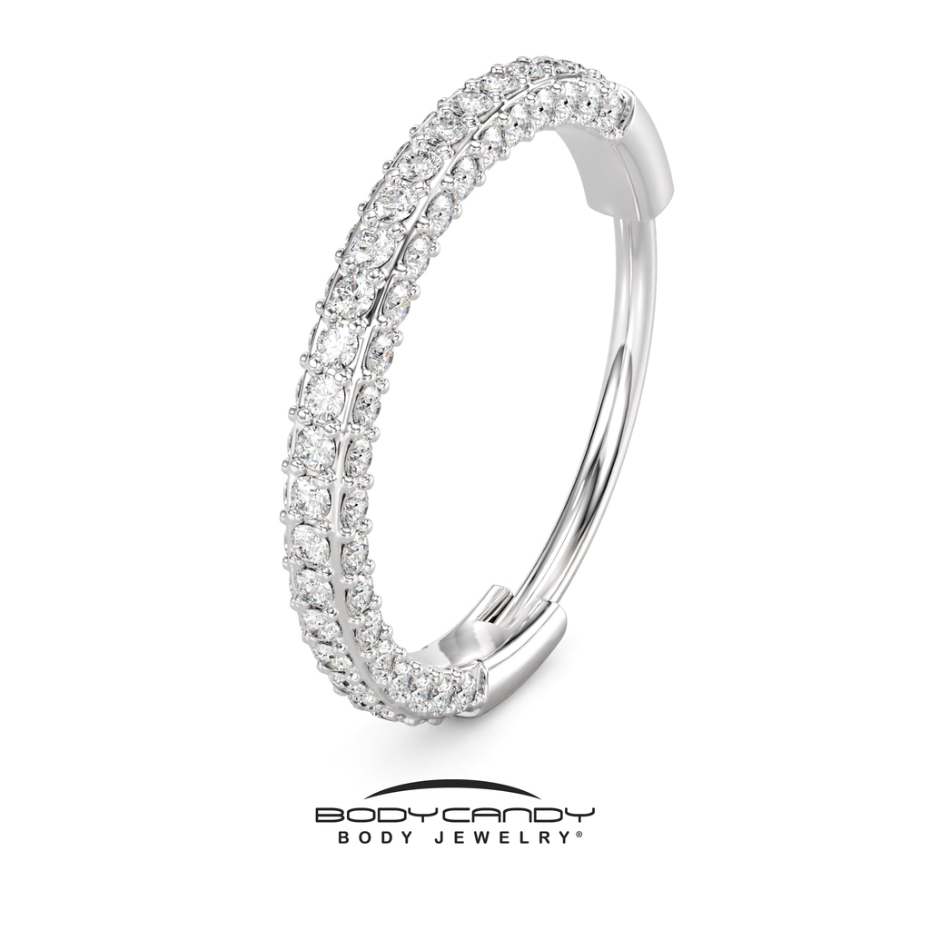 18G Implant Grade Titanium Triple Sided Micro Gem Hinged Nose Hoop