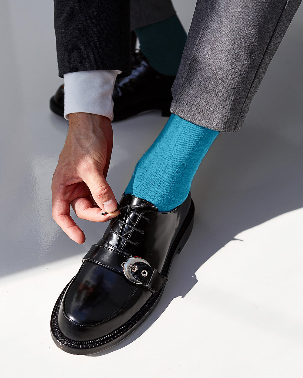 Vittorio Farina Men's Ribbed Shear Nylon Over The Calf Dress Socks