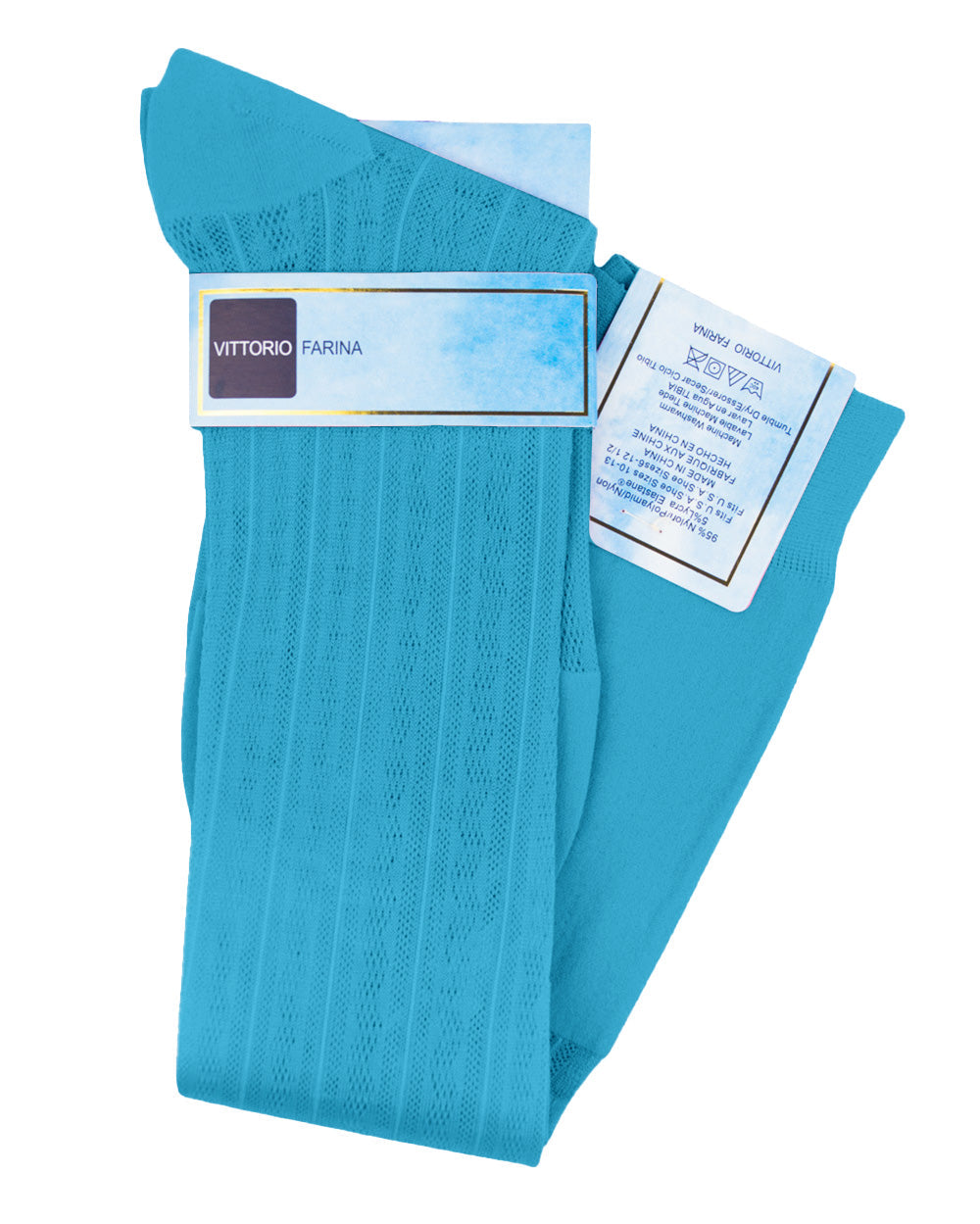 Vittorio Farina Men's Ribbed Shear Nylon Over The Calf Dress Socks