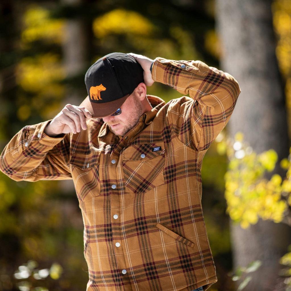 Juniper Insulated Flannel Shacket- Dijon/Maroon