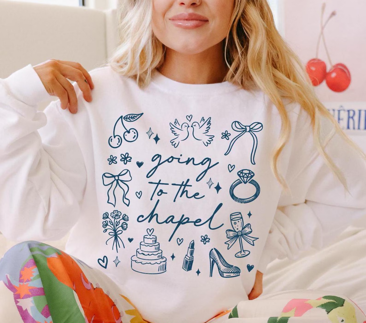 Going to the chapel collage cherries tee or sweatshirt