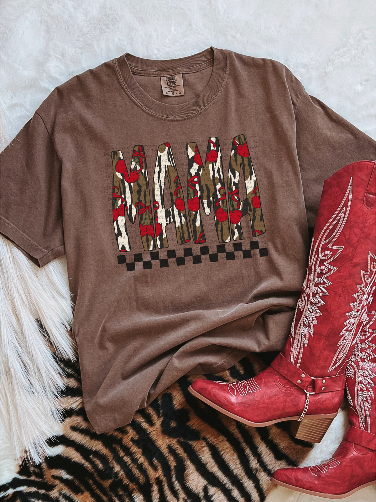Mama camo with cherries tee or sweatshirt