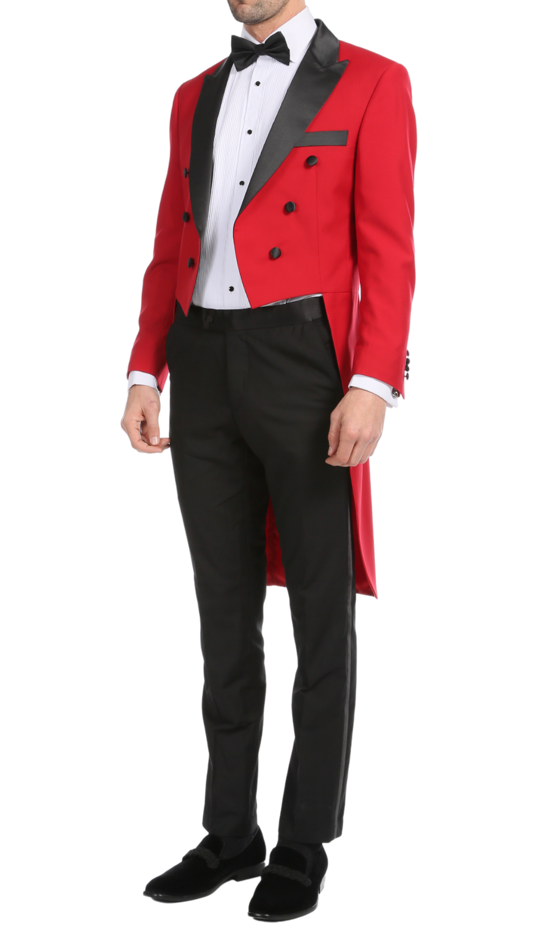 Ferrecci Men's Regular Fit Peak Lapel Red Tailcoat Tuxedo Set