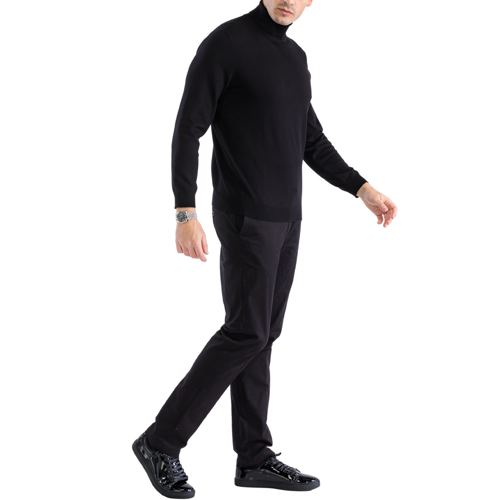 Mens Black Pullover Turtleneck Sweater
