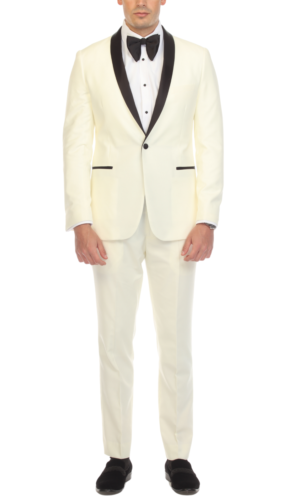 Men's Off-White Shawl Lapel Tuxedo – Slim Fit 2 Piece Suit | Ferrecci Reno