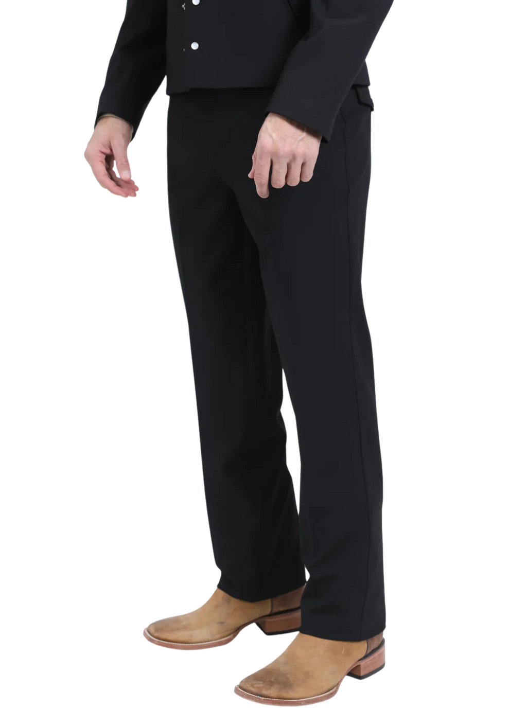 Men's Black Western Suit 2-Piece - Cowboy Suit with Western Yoke & Pearl Snaps