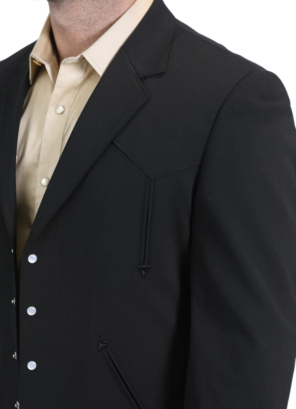 Men's Black Western Suit 2-Piece - Cowboy Suit with Western Yoke & Pearl Snaps
