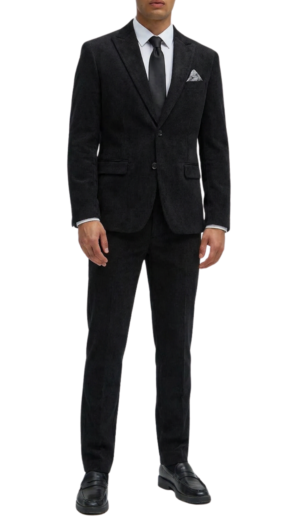Ferrecci Men's Cordell Black Cotton Corduroy Suit – 2 Piece Notch Lapel