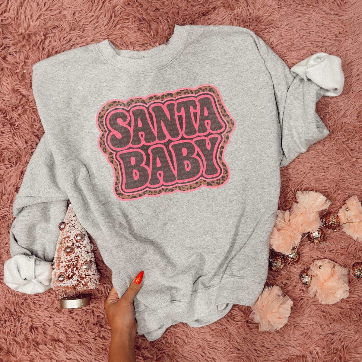Santa baby leopard tee or sweatshirt