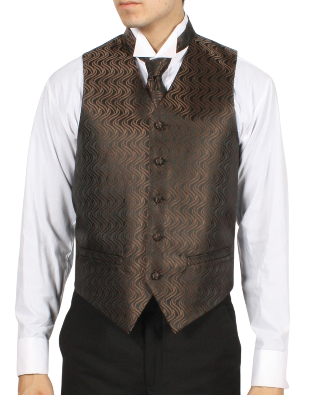 Ferrecci Mens PV150 - Brown with Black Back Adjustable Vest Set