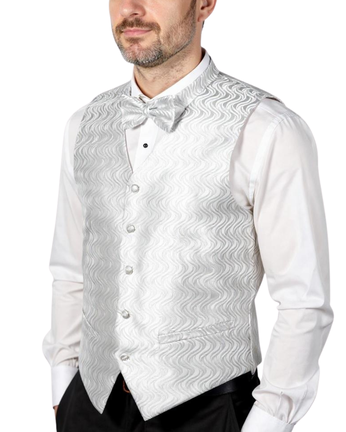 Ferrecci Mens PV150 - Ivory with White Back Adjustable Vest Set