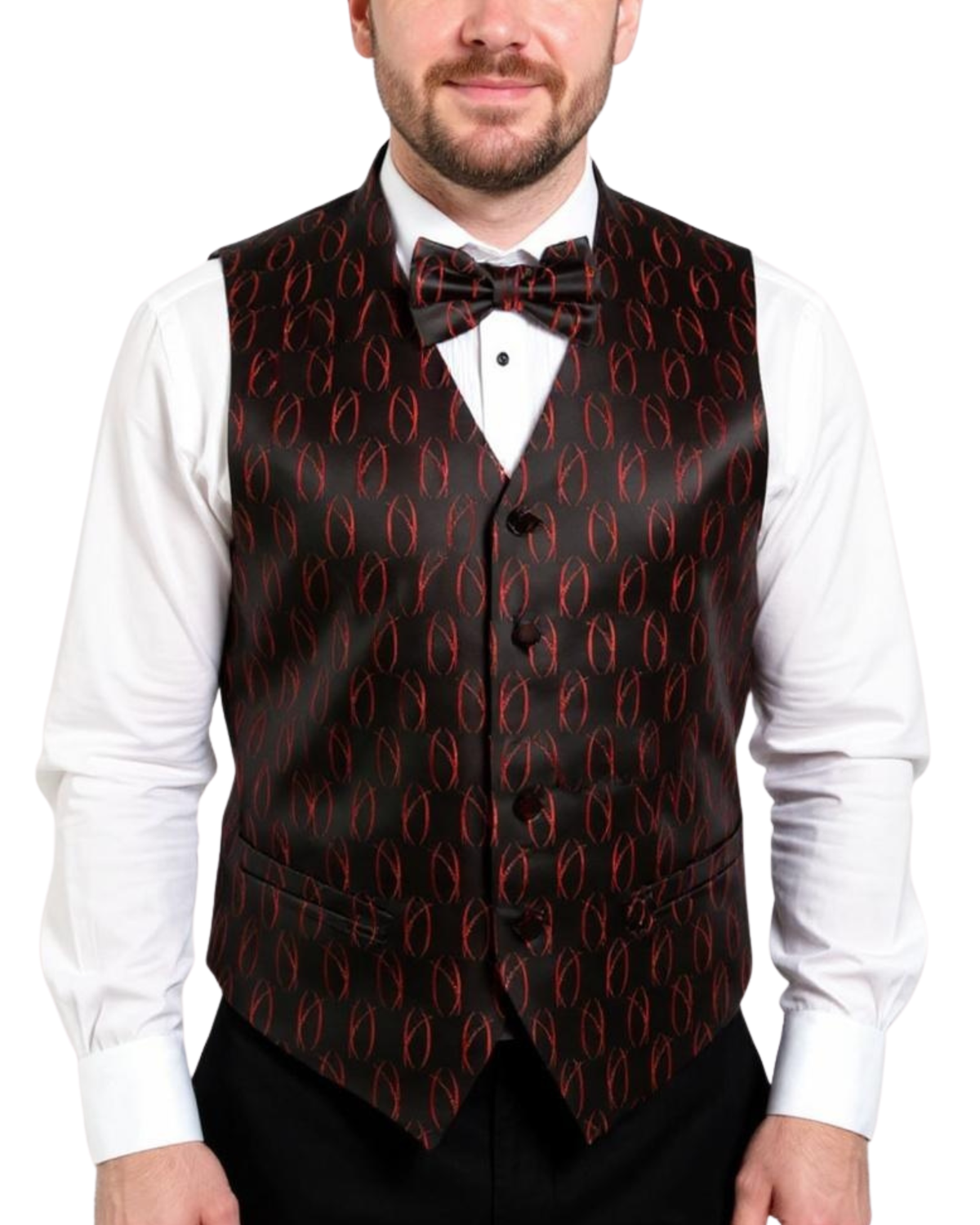 Ferrecci Mens PV100 - Black/Red with Black Back Vest Set