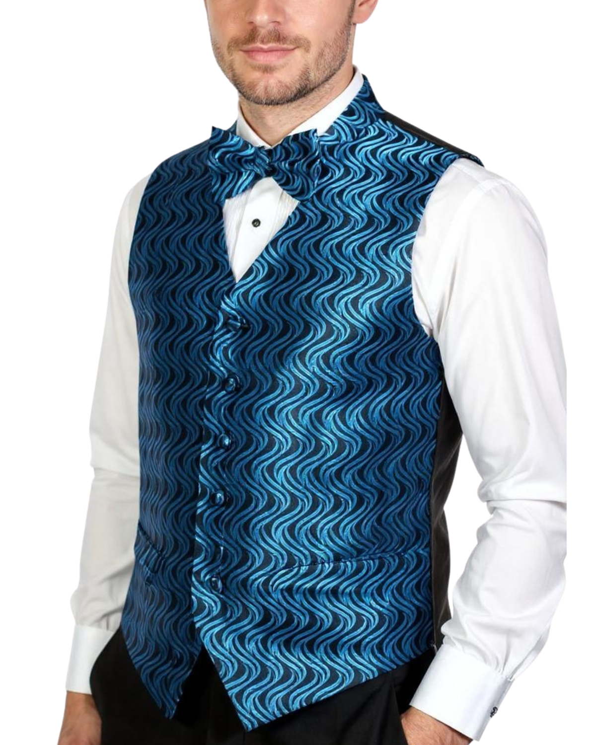 Ferrecci Mens PV150 - Blue/Black with Black Back Adjustable Vest Set