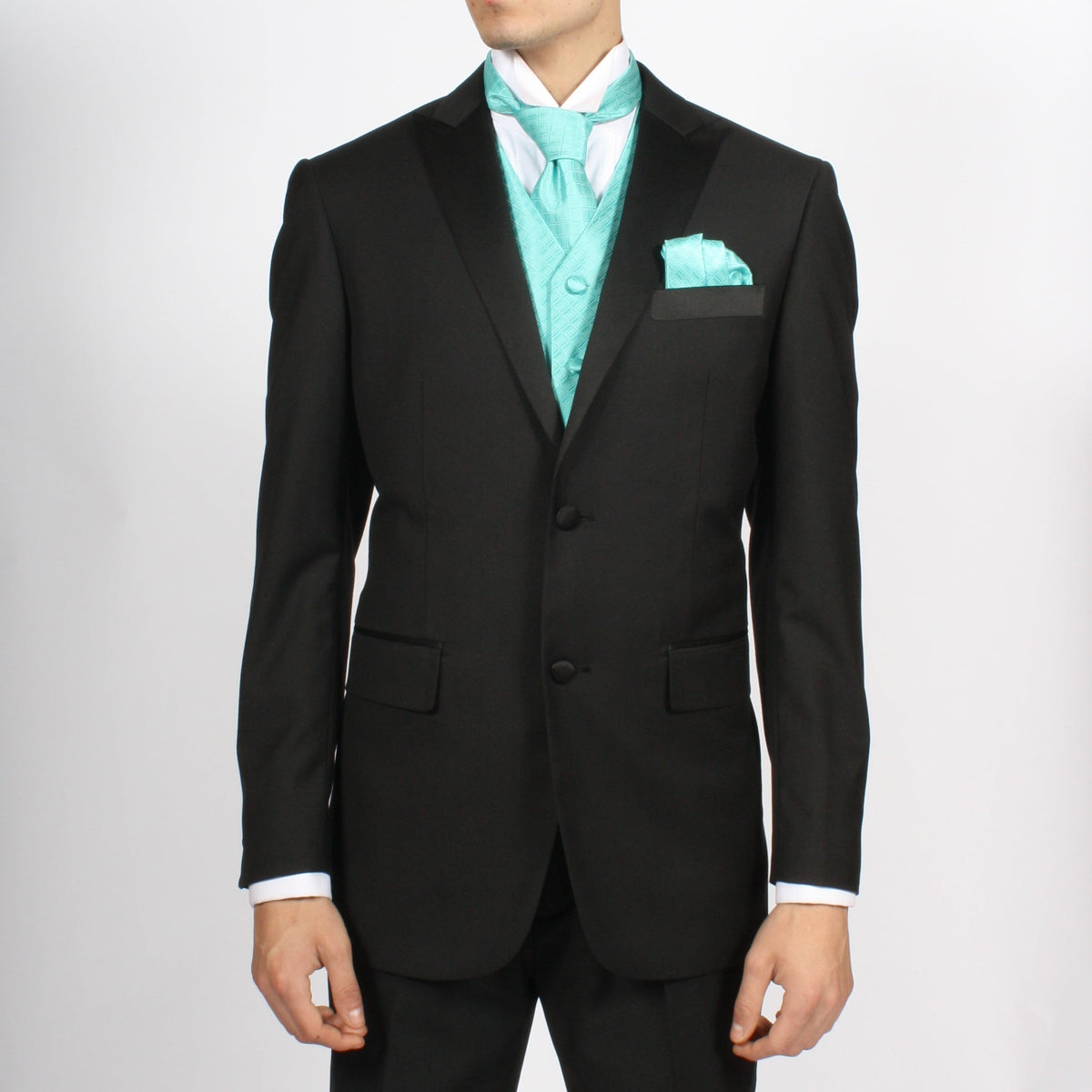 Ferrecci Mens PV300 - Aqua with Black Back Adjustable Diamond Vest Set