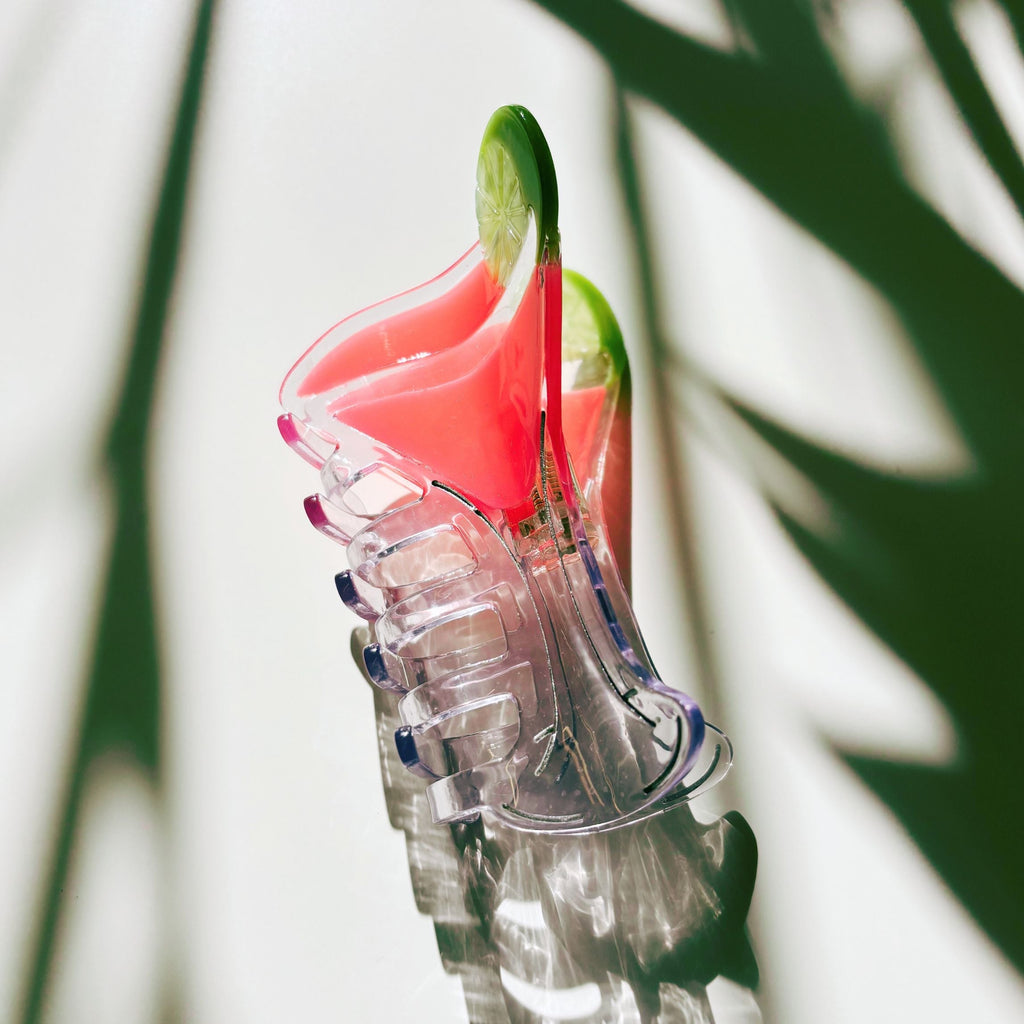 Velvet Claws Cosmo Pink Cocktail Hair Claw | Stemmed Glass Shaped Claw Clip