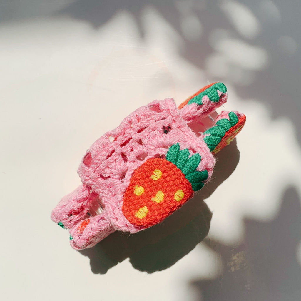 Velvet Claws Strawberry Granny Square Hair Claw