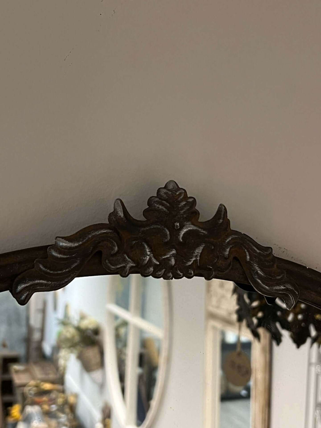 Vintage European Wall Mirror with Arched Metal Frame