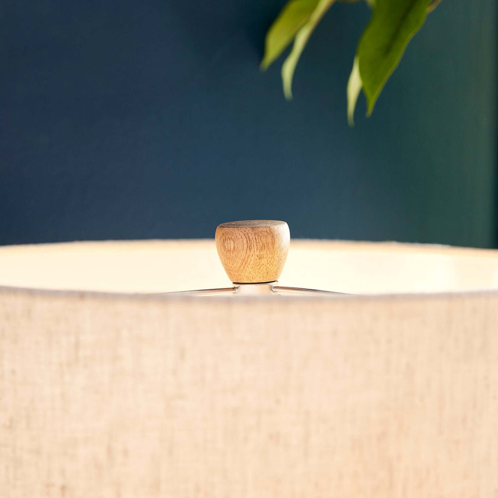 Vintage-Style Cream Ribbed Table Lamp with Linen Shade