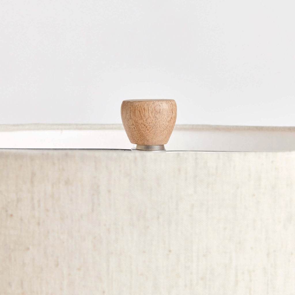Vintage-Style Cream Ribbed Table Lamp with Linen Shade