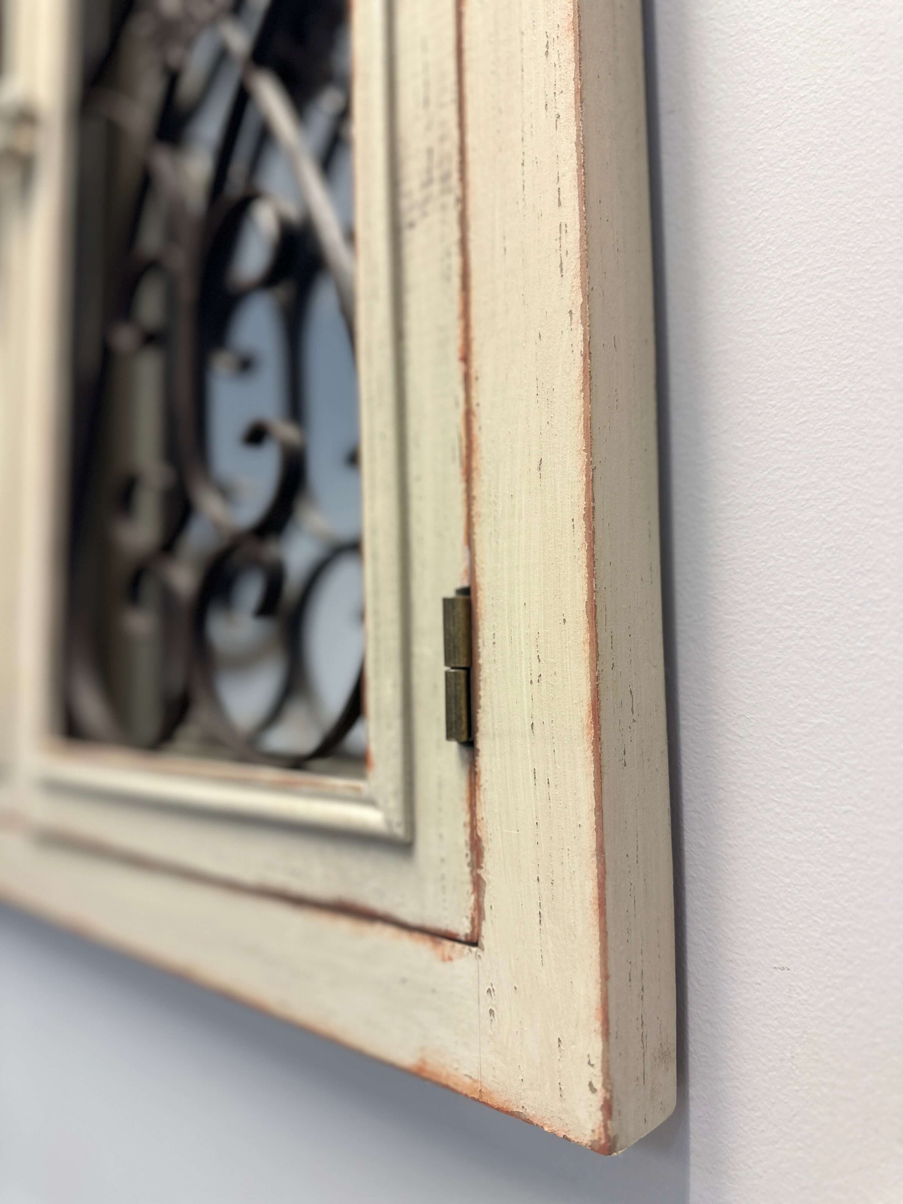 Vintage Arched Window Mirror in Antique White
