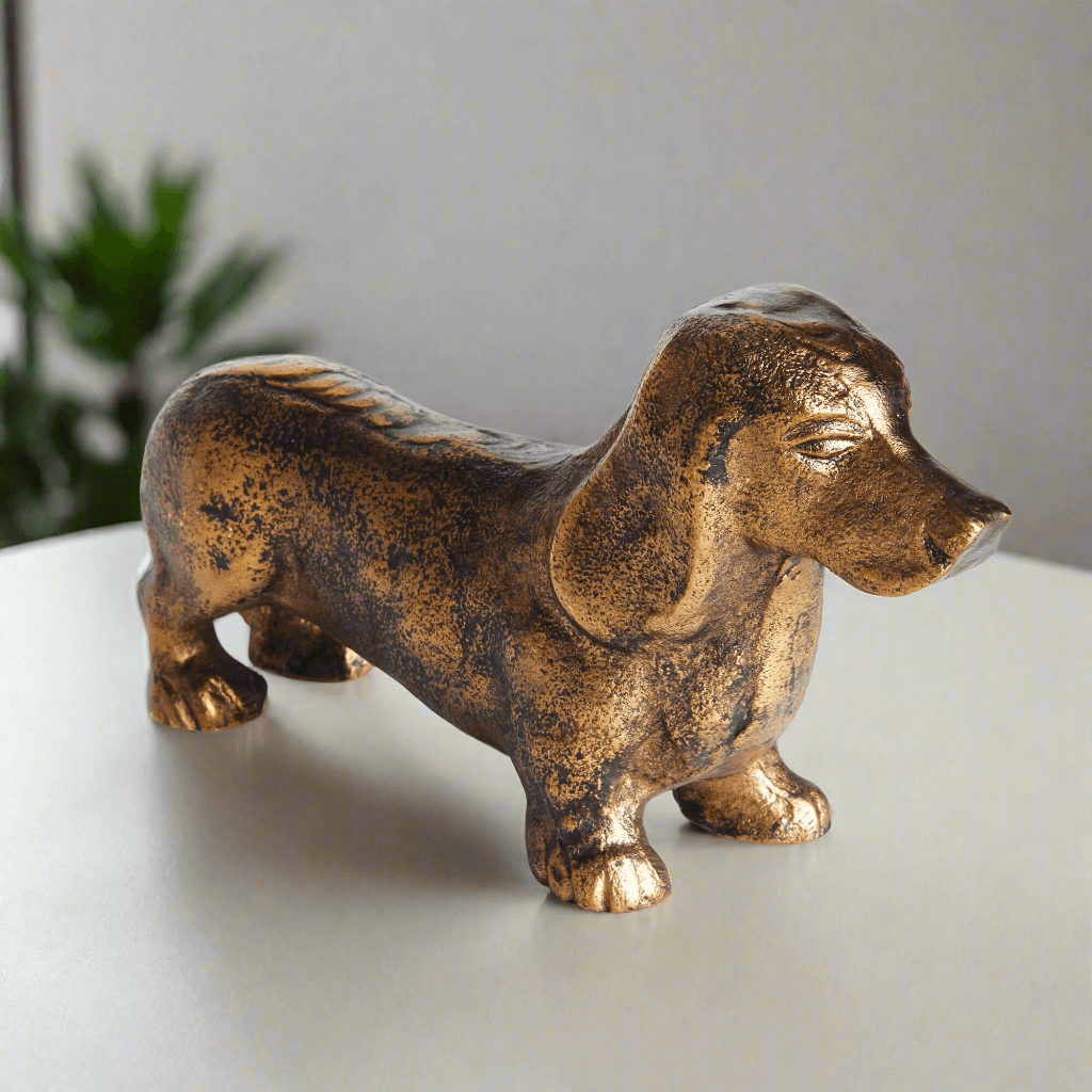 Vintage Metal Dachshund Sculpture in Bronze
