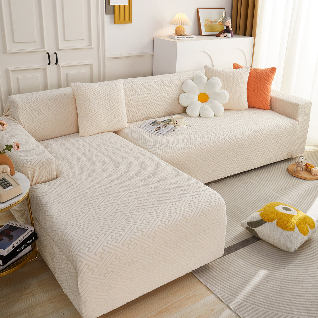 L Shape Sectional Sofa Cover Soft Stretch Furniture Protector Couch Slipcover with 1pcs Free Pillowcases