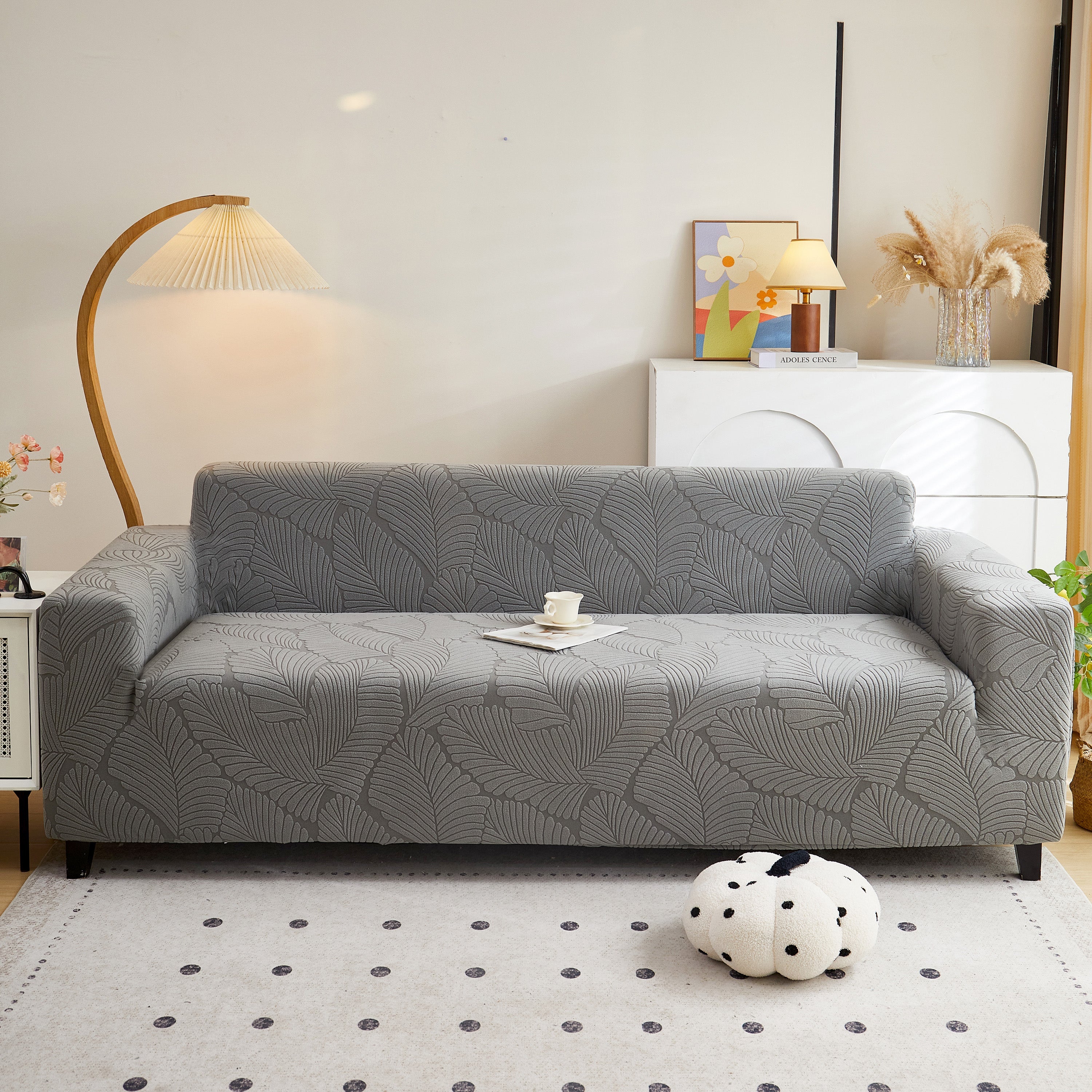 Jacquard Leaf Stretch Sofa Protector Cover Soft Washable Spandex Couch Slipcover