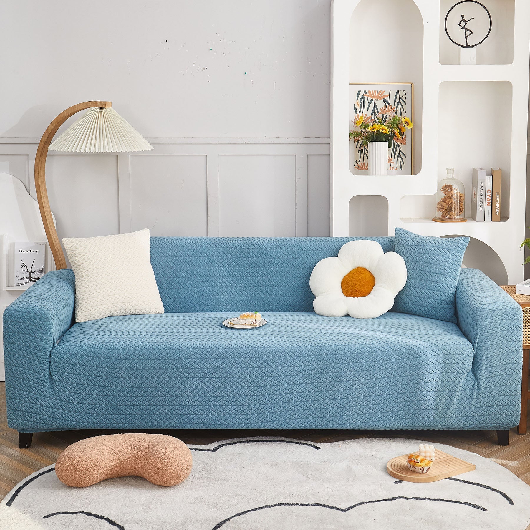 3D Geometric Stretch Sofa Slipcovers Non Slip Pet Friendly Washable Fitted Sofa Covers