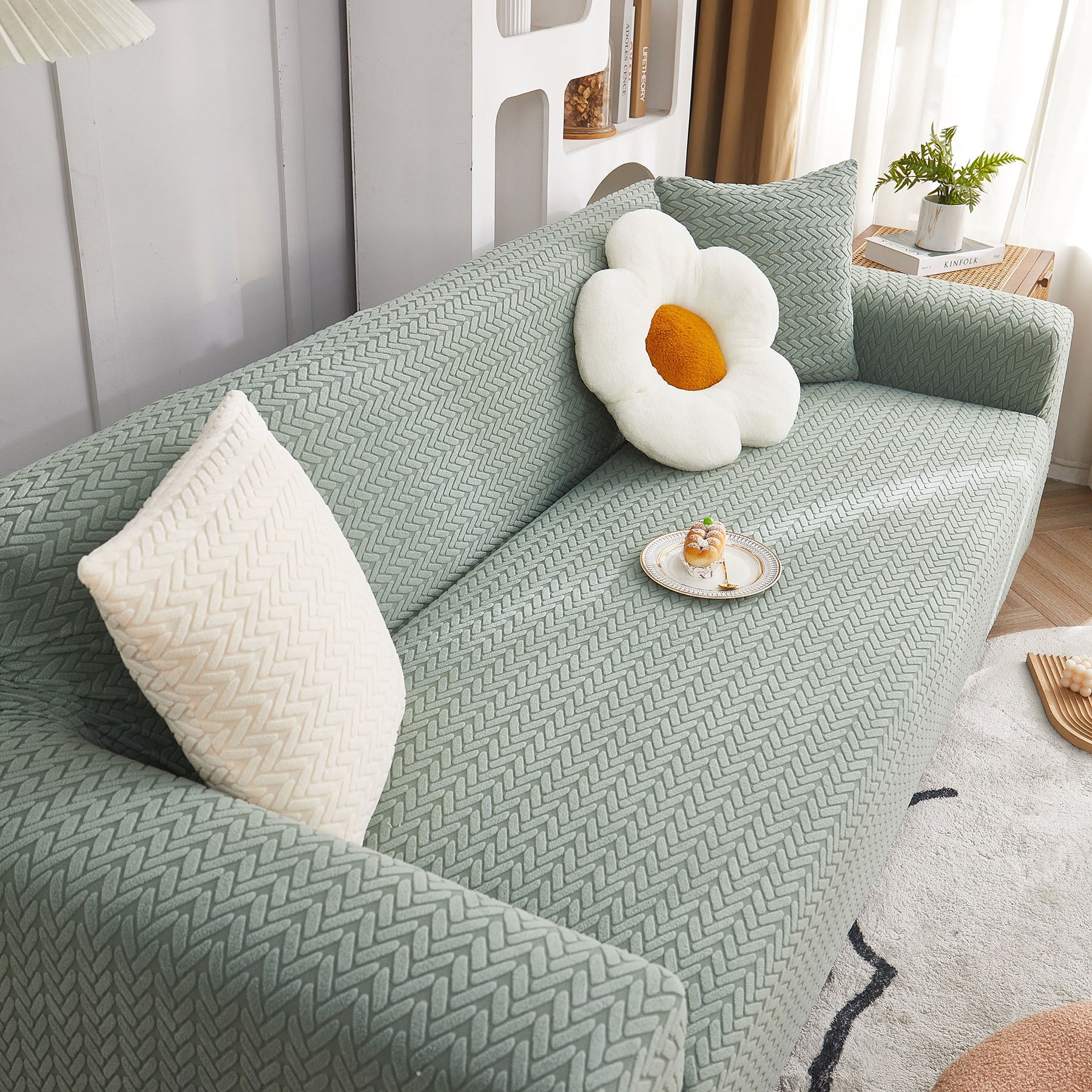 3D Geometric Stretch Sofa Slipcovers Non Slip Pet Friendly Washable Fitted Sofa Covers