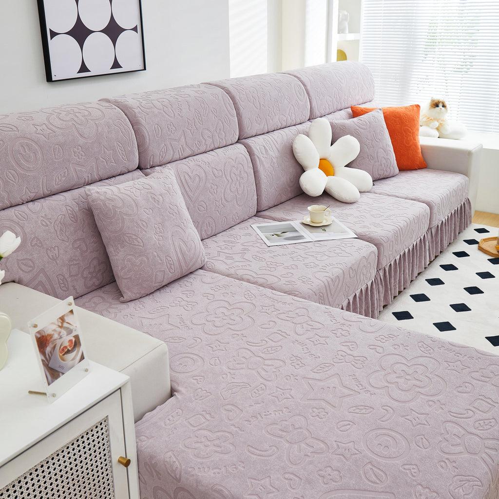 Elastic Skirted Couch Cushion Covers for 1/2/3/4-Seater Sofas, Furniture Protector for Pets, Kids