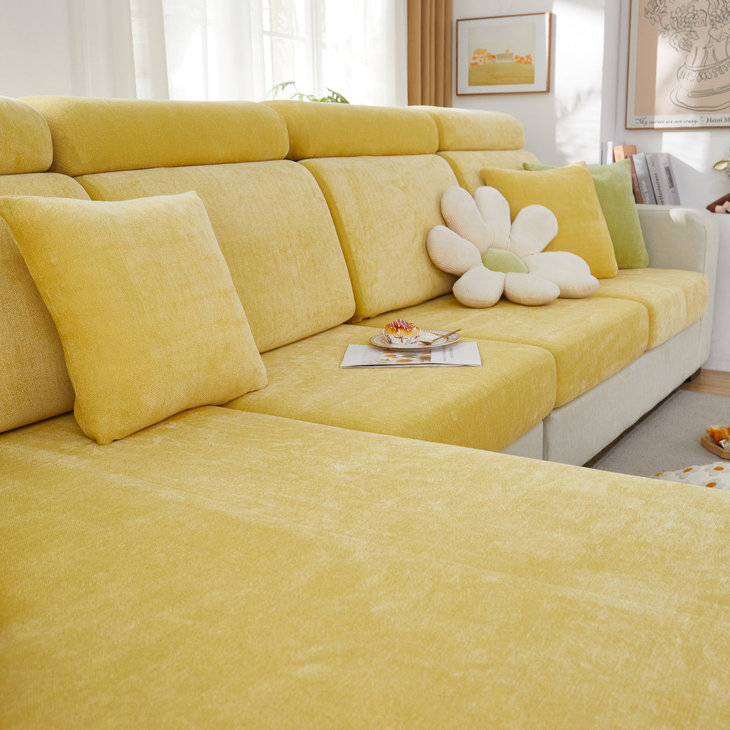 Chenille Cushion Covers for 1/2/3/4 Seater Sofas and L-shaped Couches, Furniture Covers for Pets