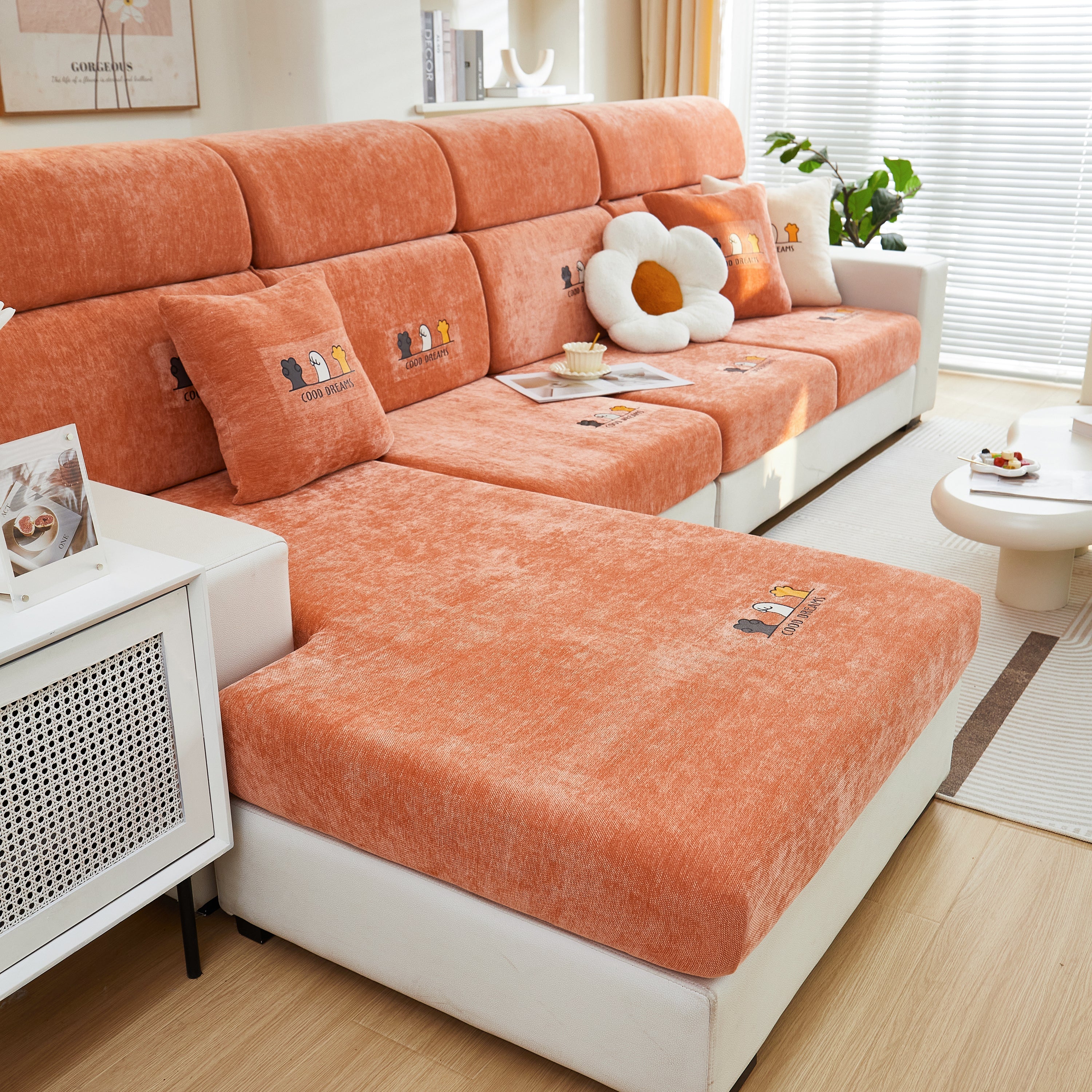 Super Stretch Seat Cushion/Couch Slipcover, Solid Couch Cushion Covers Washable Furniture Protector